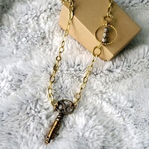 Handmade golden key necklace